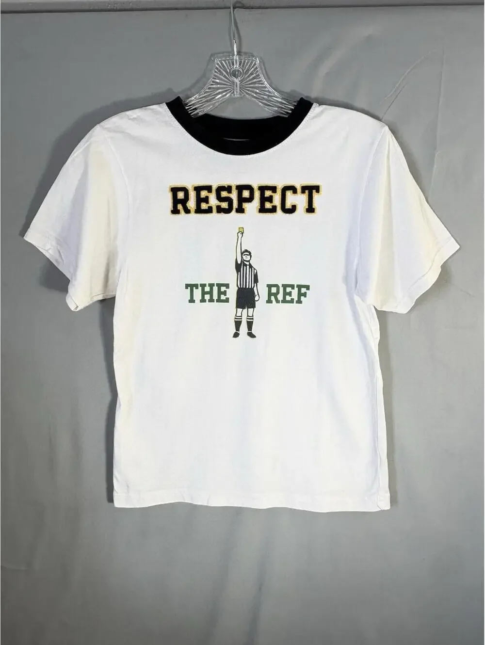 Gymboree Respect The Ref Soccer Embroidered Ringer Tee Youth Size 10 White 2009